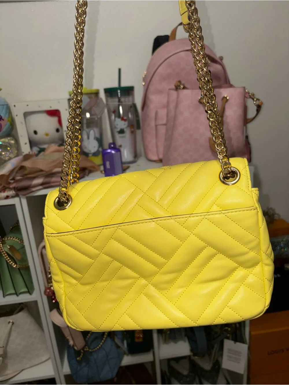 Michael Kors Bright Yellow Quilted Chain Shoulder Bag